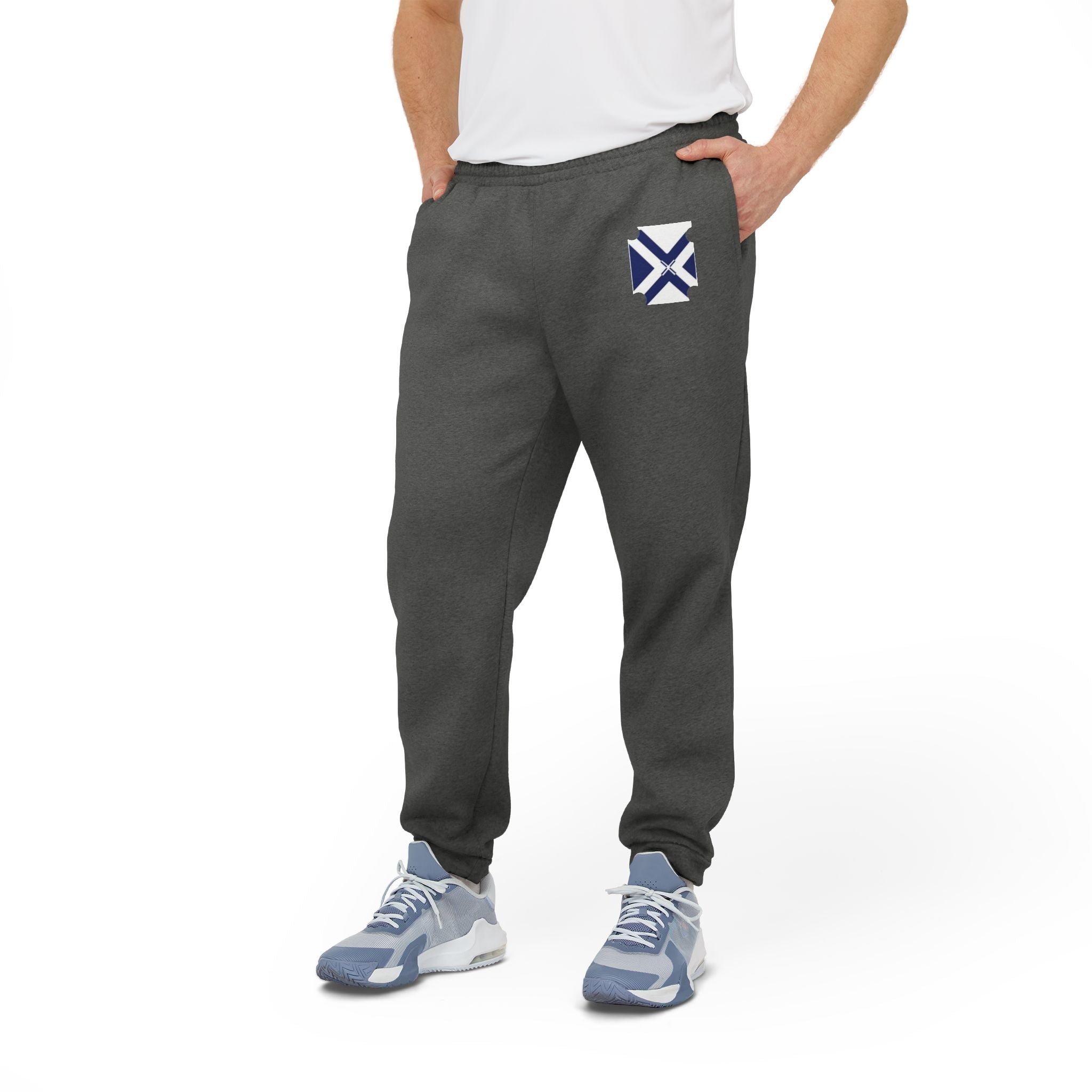 XT7 ft Adidas Fleece Joggers with Minimal Crest - Gray Comfortable Athletic Sweatpants