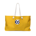 Nautical Weekender Bag - Yellow Tote with Blue Sailor Cross Emblem