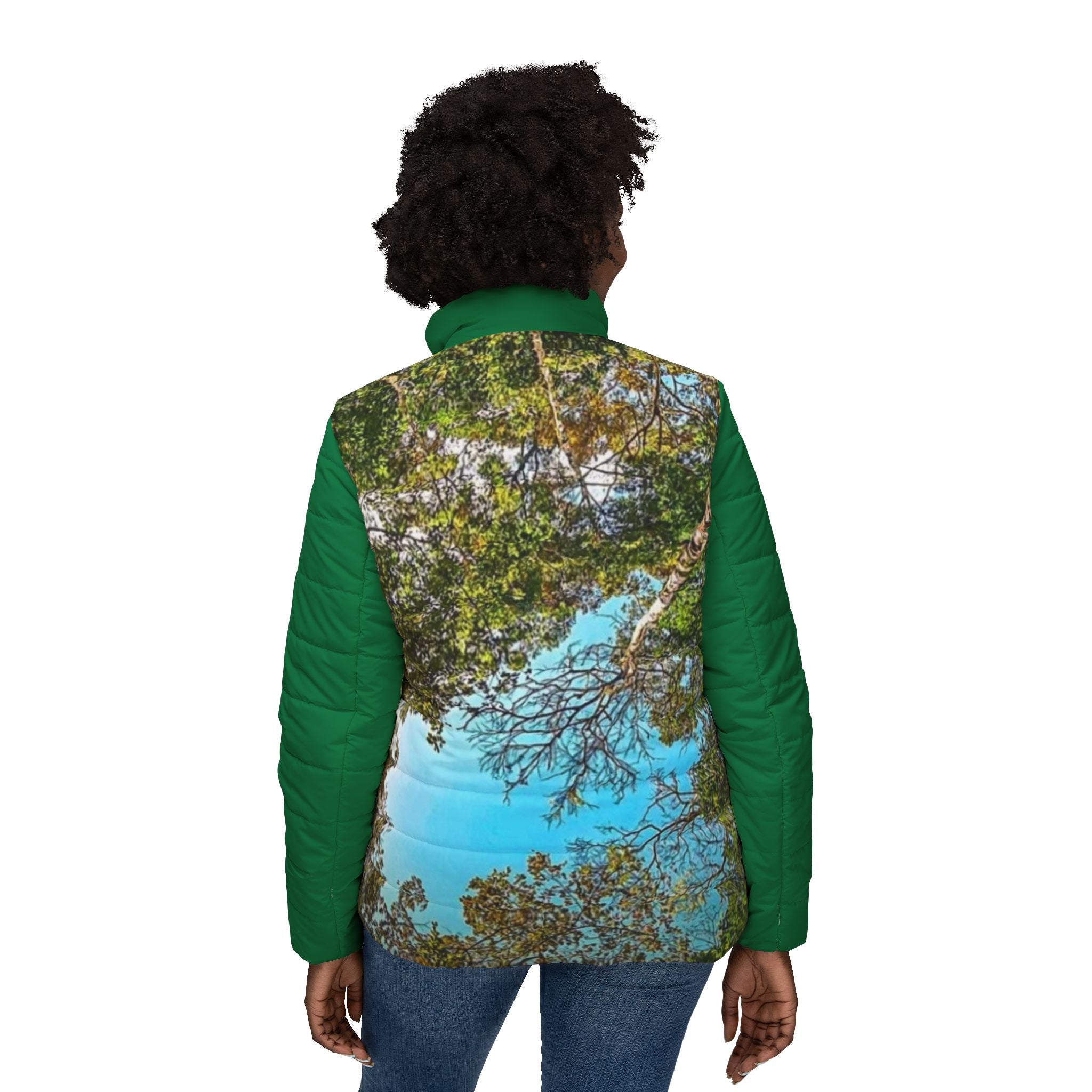 Women’s Puffer Jacket —XT amazon Forest Canopy Scenic All-Over Print