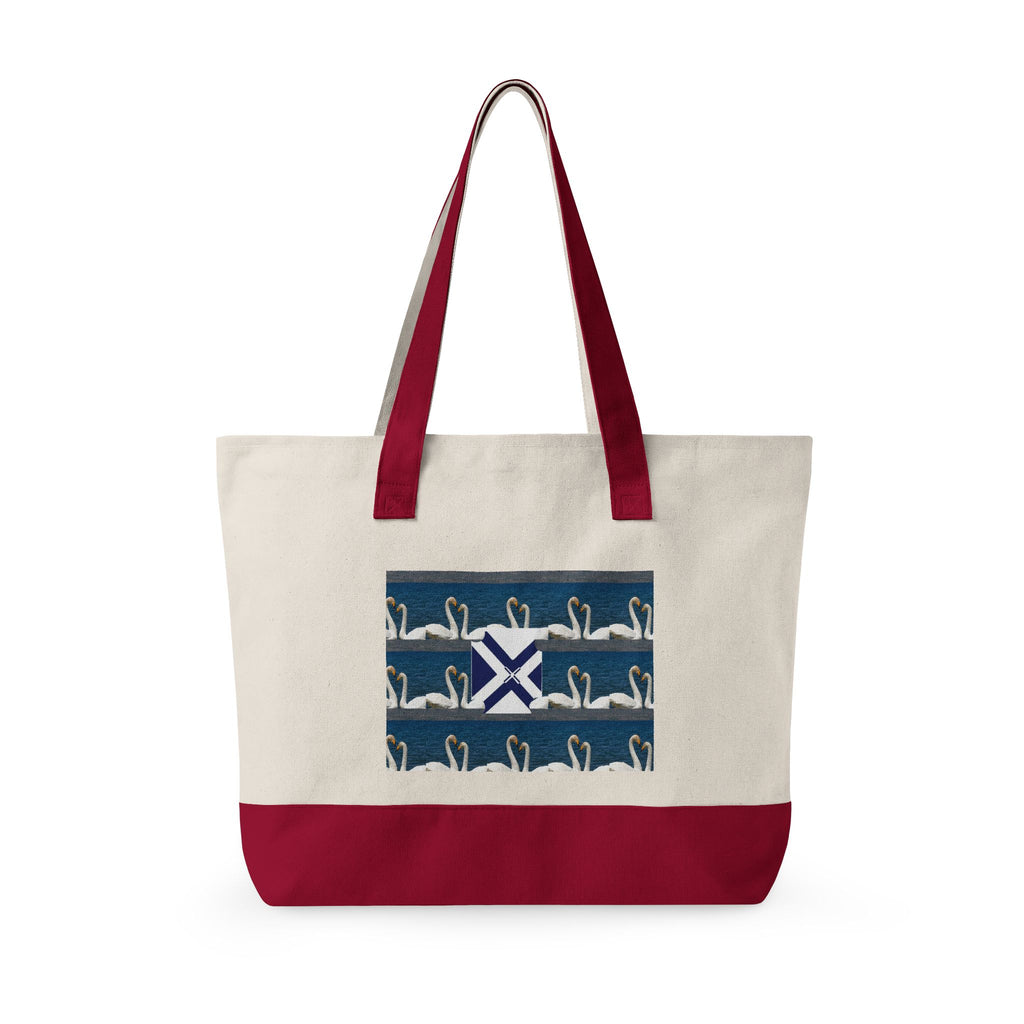 Canvas Tote — Scottish Saltire & Swan Pattern Zippered Tote