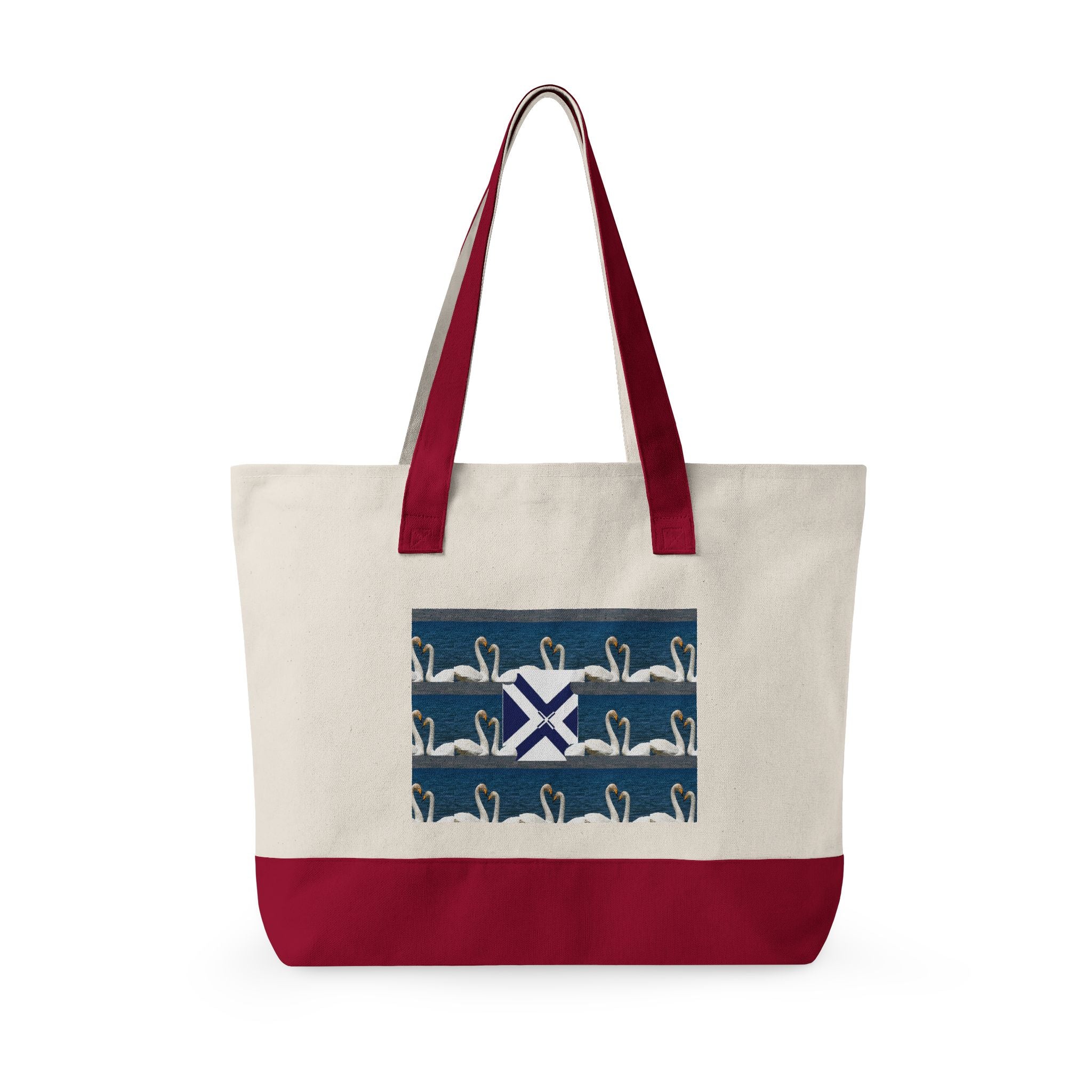 Canvas Tote — Scottish Saltire & Swan Pattern Zippered Tote