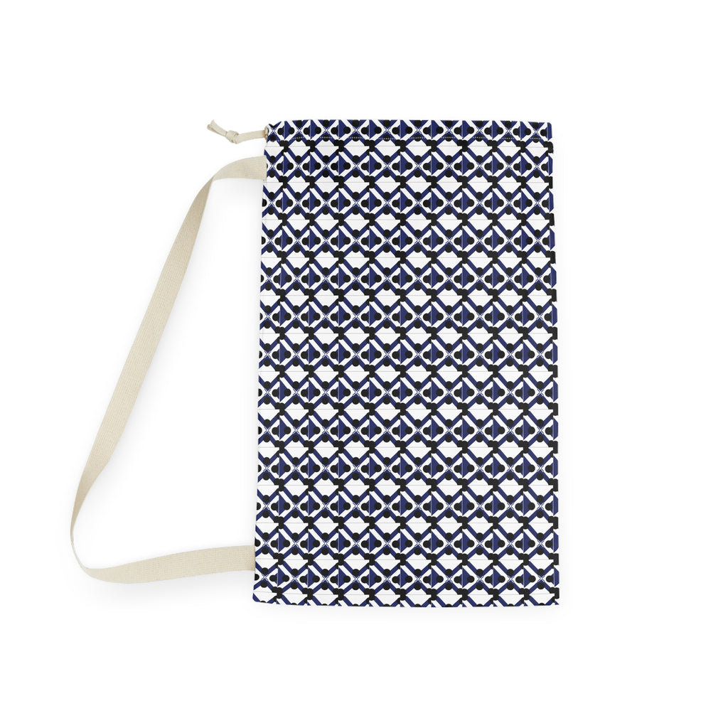 Laundry Bag — Navy Geometric Tile Pattern