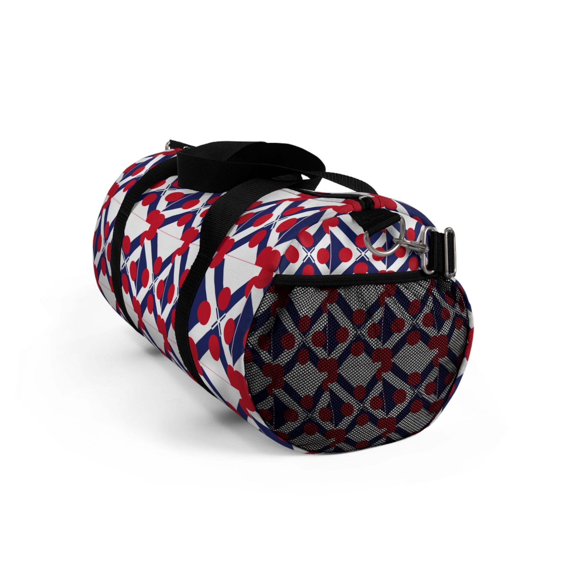 XT9 Duffel Bag — Red, White & Blue Geometric Travel Duffel