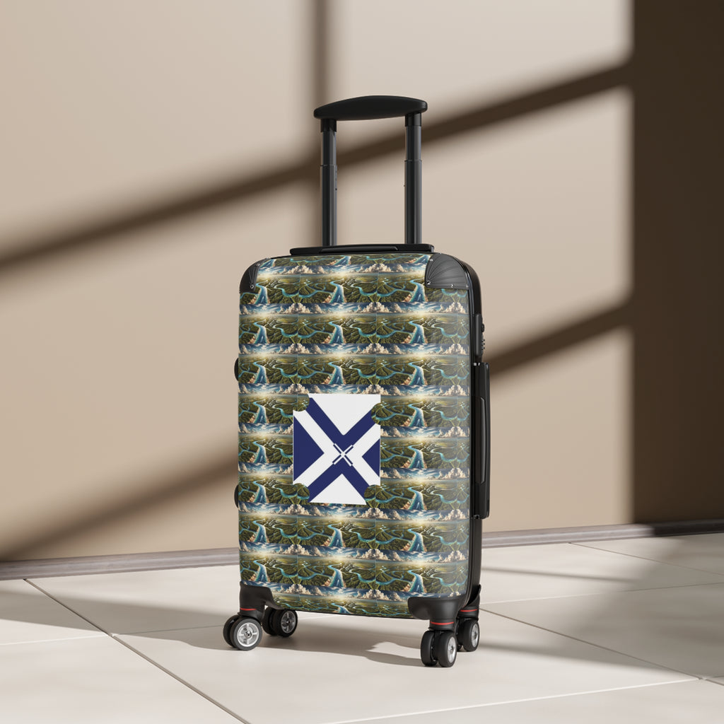 Nautical Whale Pattern Suitcase with Maritime Flag Accent — Carry-On Luggage for Ocean Lovers
