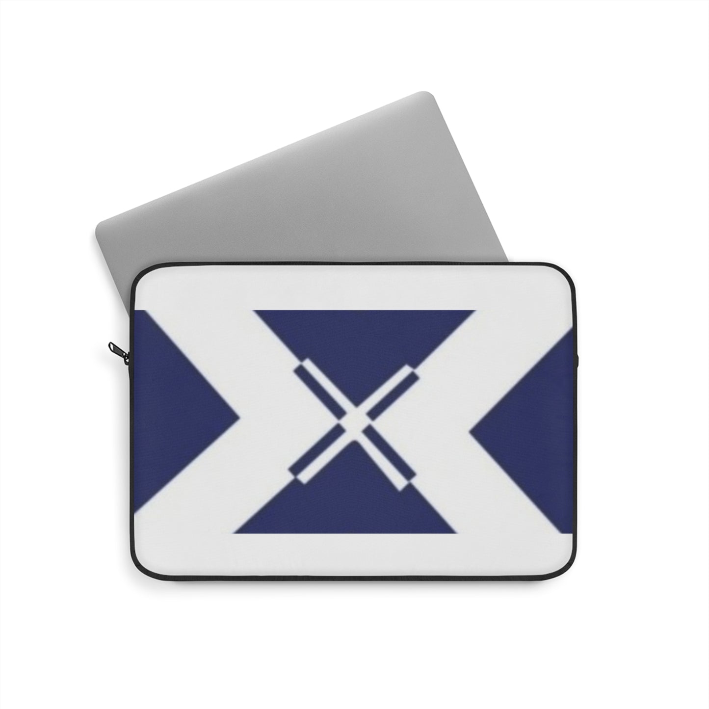Nautical Blue Geometric Laptop Sleeve — Modern X-Stripe Protective Case