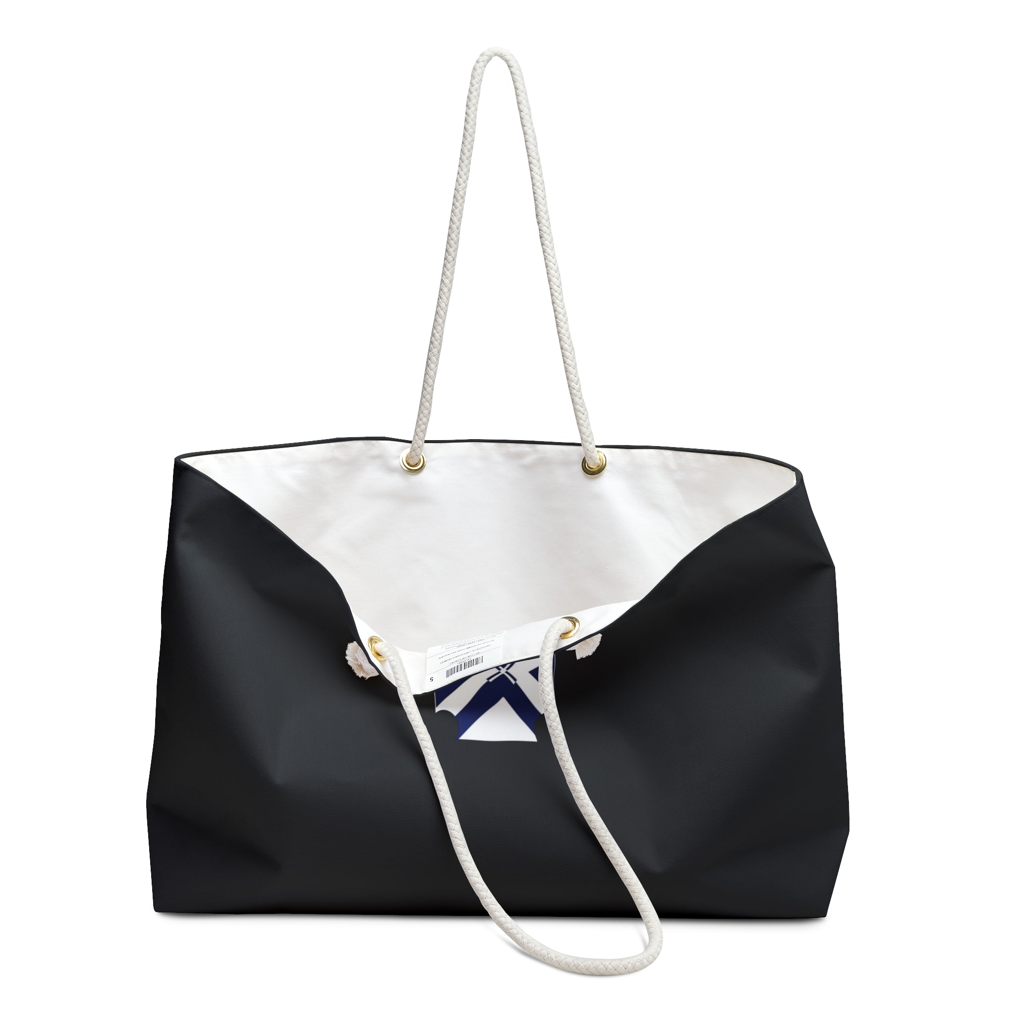 XT7 Saltire Weekender Bag — Large Black Travel Tote with White Cross Emblem