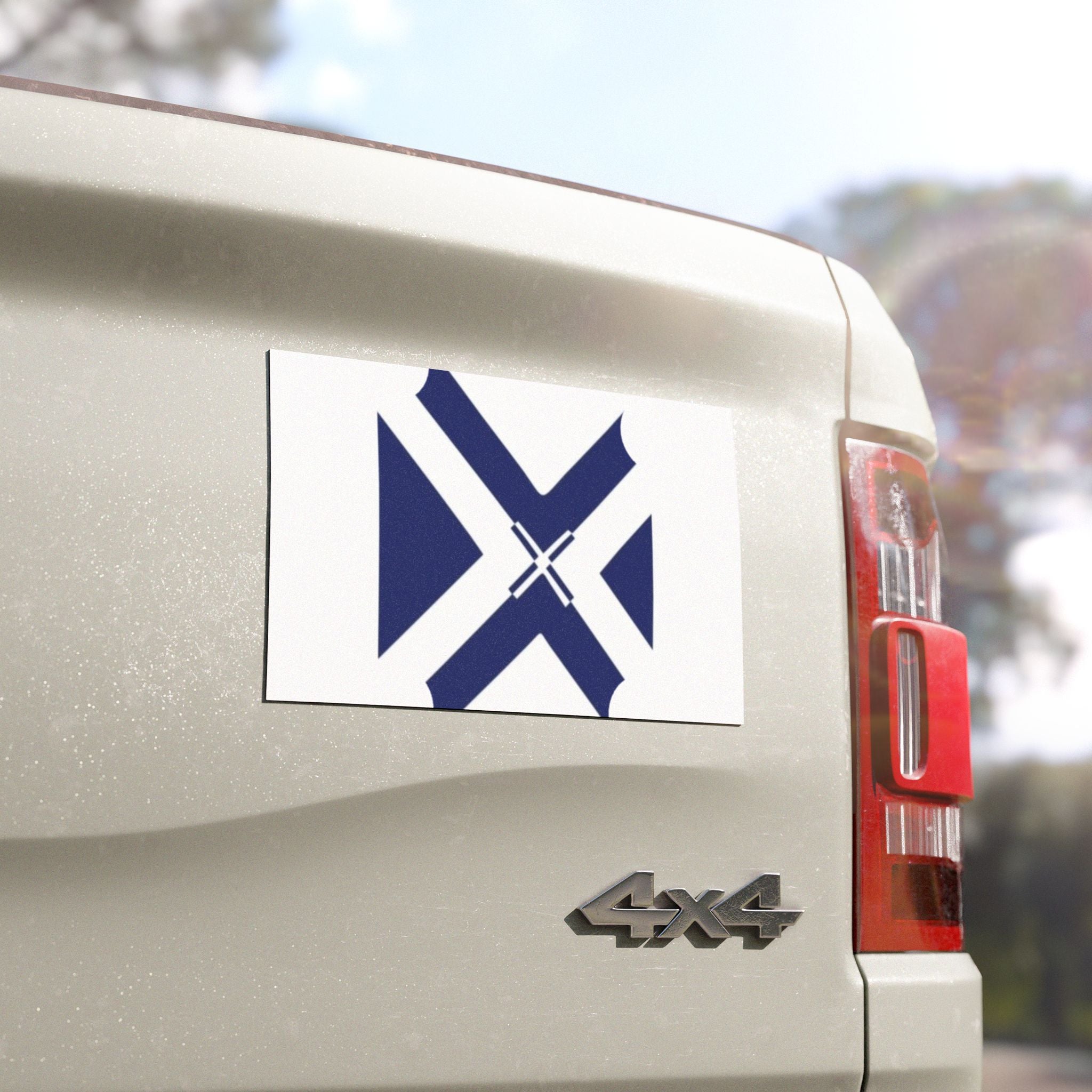 Navy Geometric Cross Car Magnet — Minimalist Modern Auto Decal