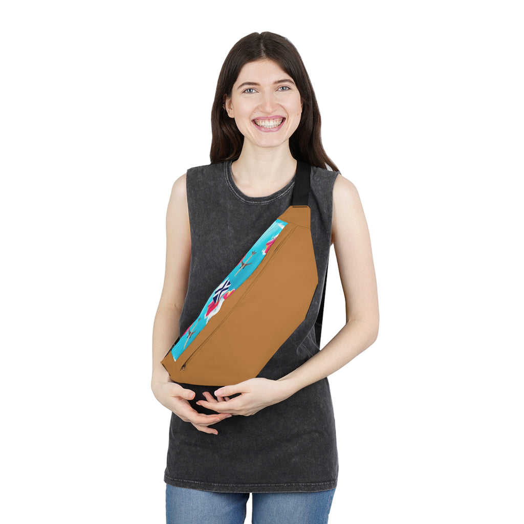 Large Travel Fanny Pack — Tropical Airplane Pattern