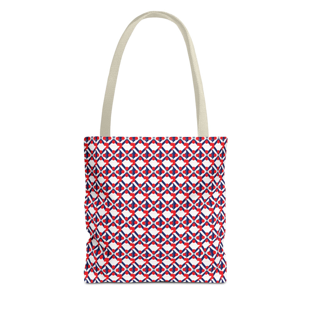 XT9 Red White Blue Geometric Tote Bag – All-Over Print Patriotic Pattern