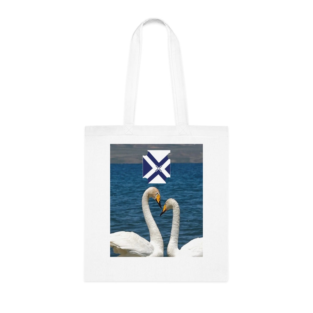 Swan Love Cotton Tote — Romantic Lake Photo Tote Bag