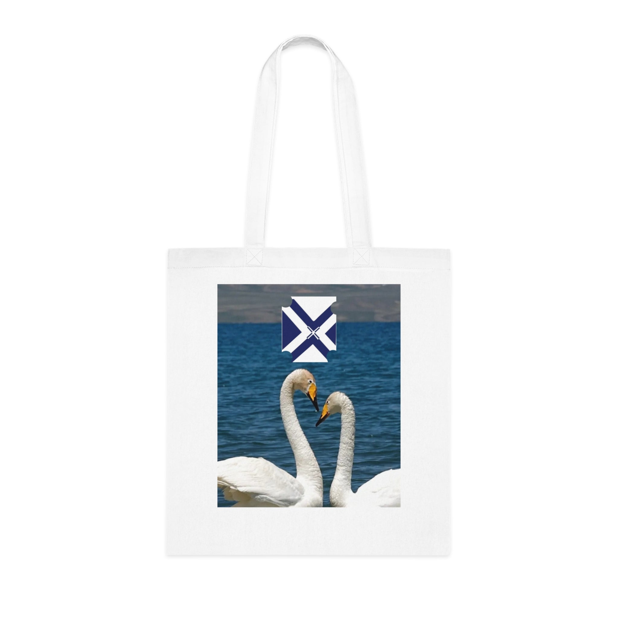 Swan Love Cotton Tote — Romantic Lake Photo Tote Bag