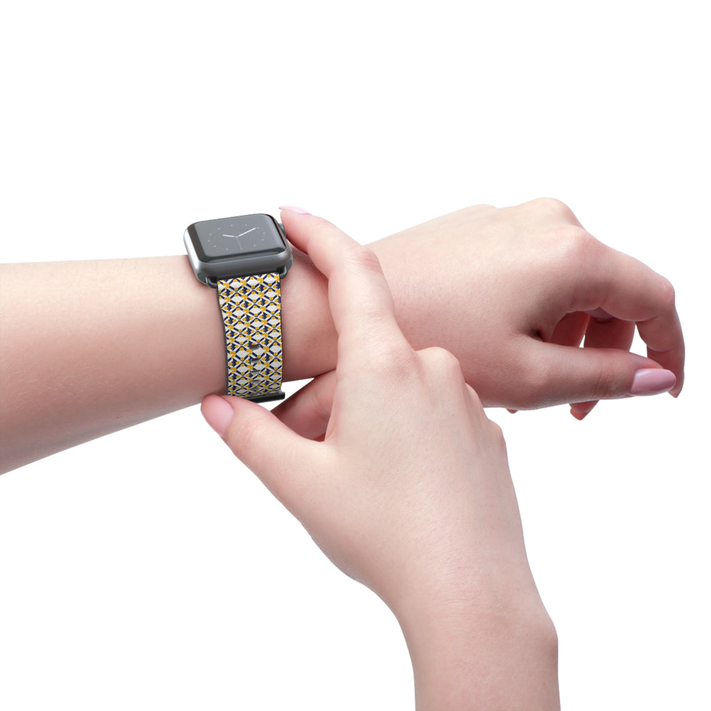 XT9 Gold Tile Watch Band — Modern Patterned Replacement Strap