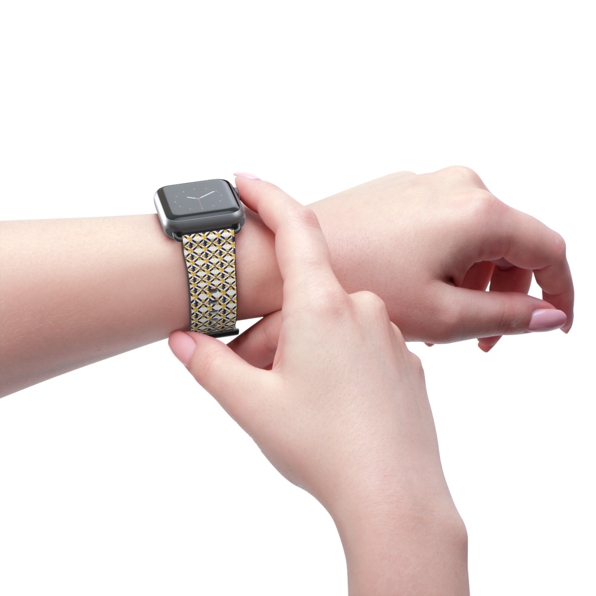 XT9 Gold Tile Watch Band — Modern Patterned Replacement Strap