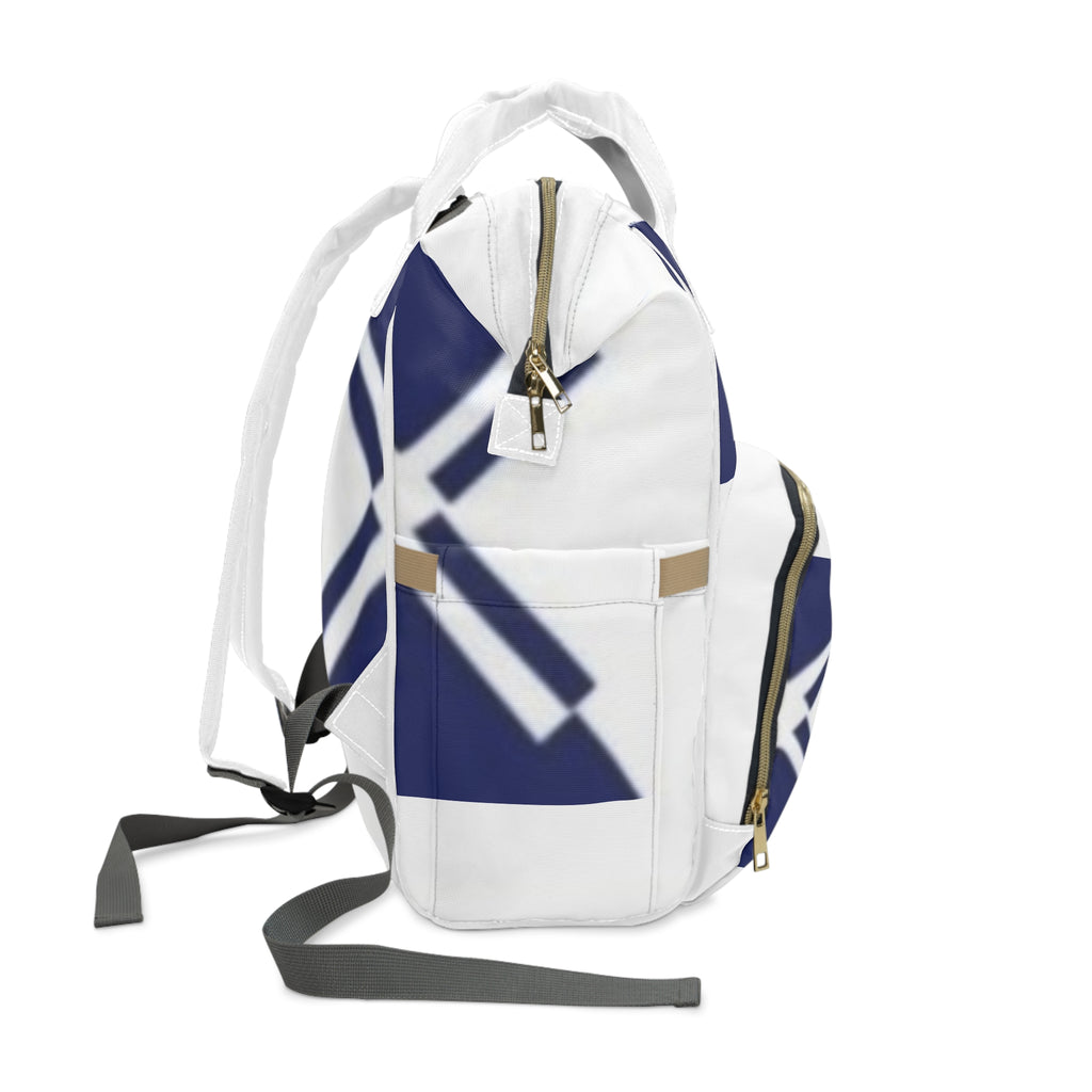 Navy Geometric Multifunctional Diaper Backpack