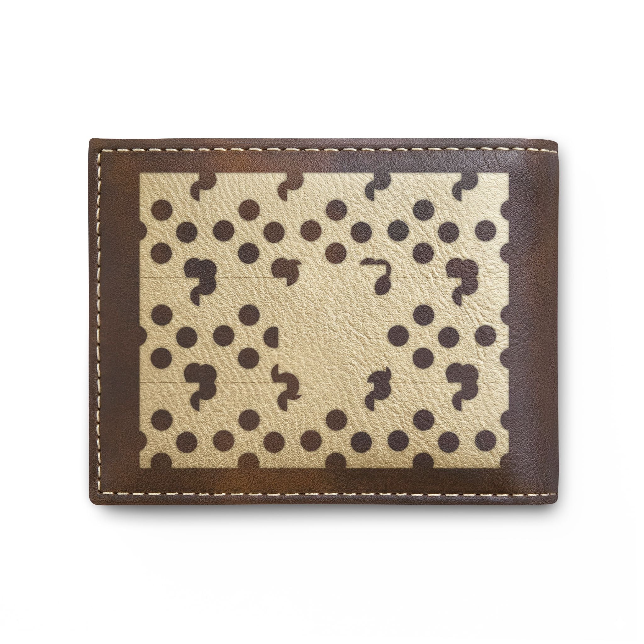 Laser-Cut Pattern Bi-Fold Wallet with Flip