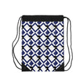 Navy Geometric Lattice Drawstring Bag