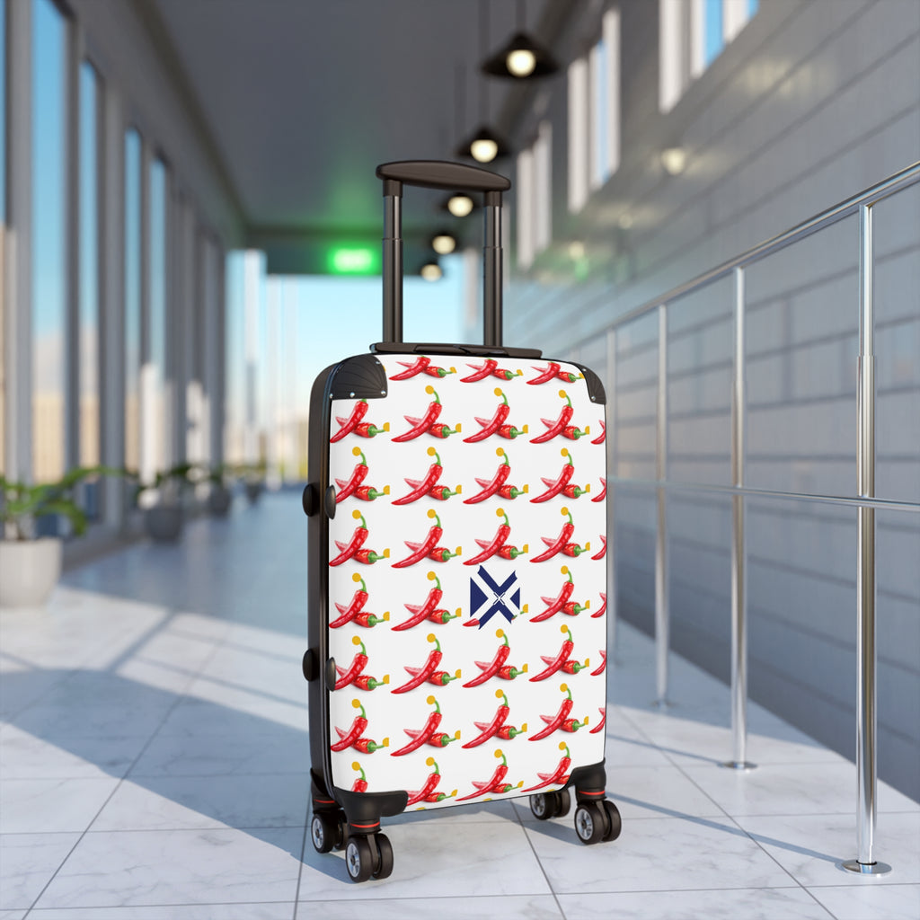Red Chili Pattern Suitcase – Fun Travel Luggage with Spicy Pepper Design