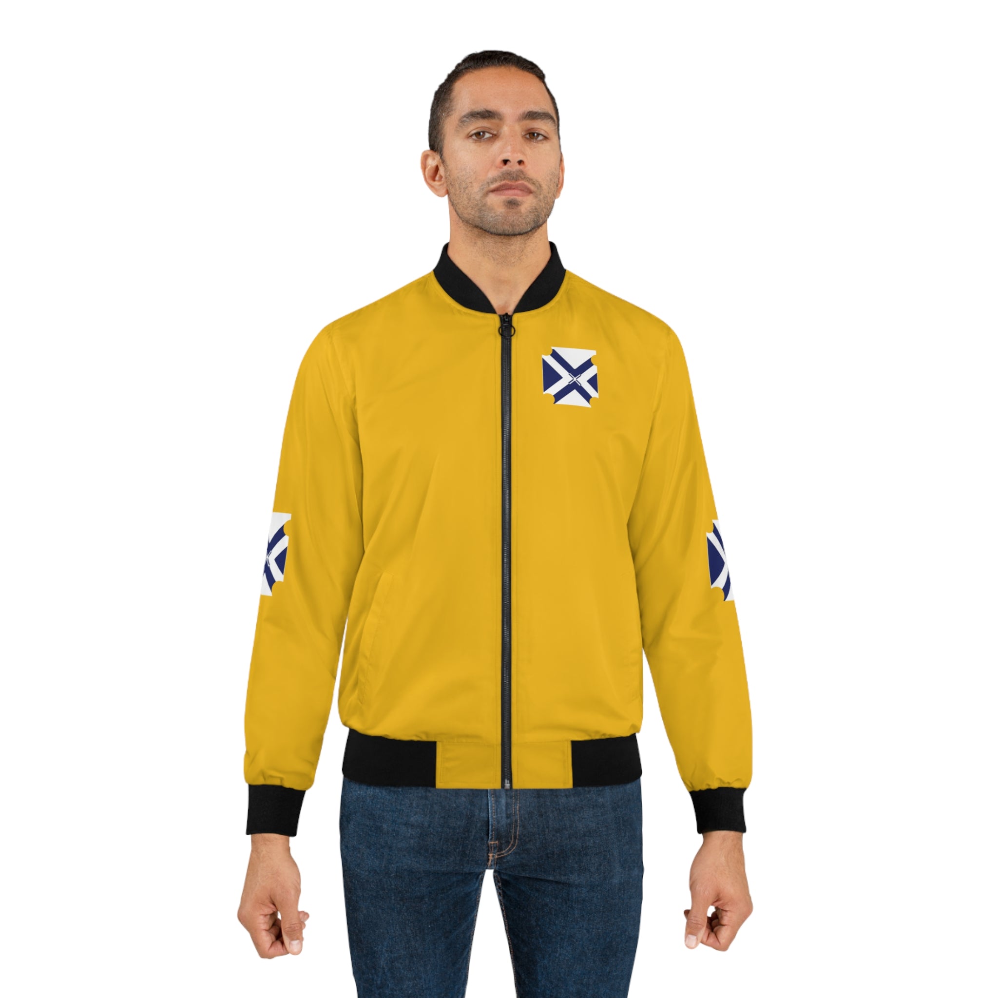 Xponet Yellow Bomber Jacket with Navy Cross Emblem