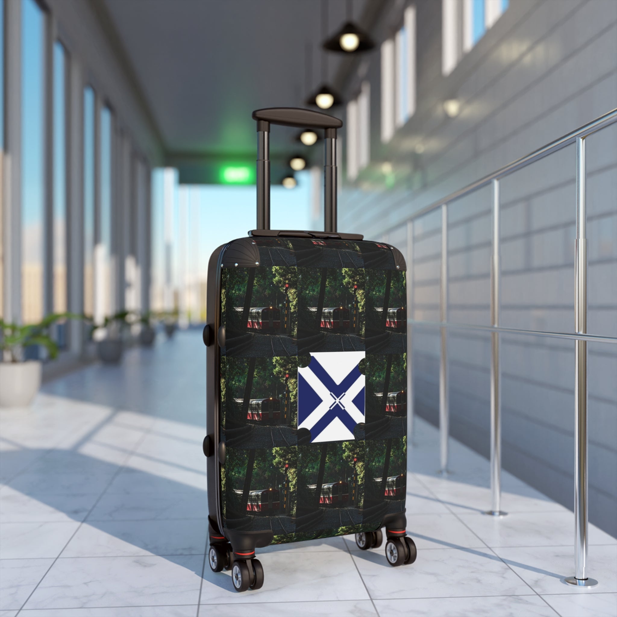 Travel Suitcase with Nautical Flag Accent — Durable Carry-On Luggage
