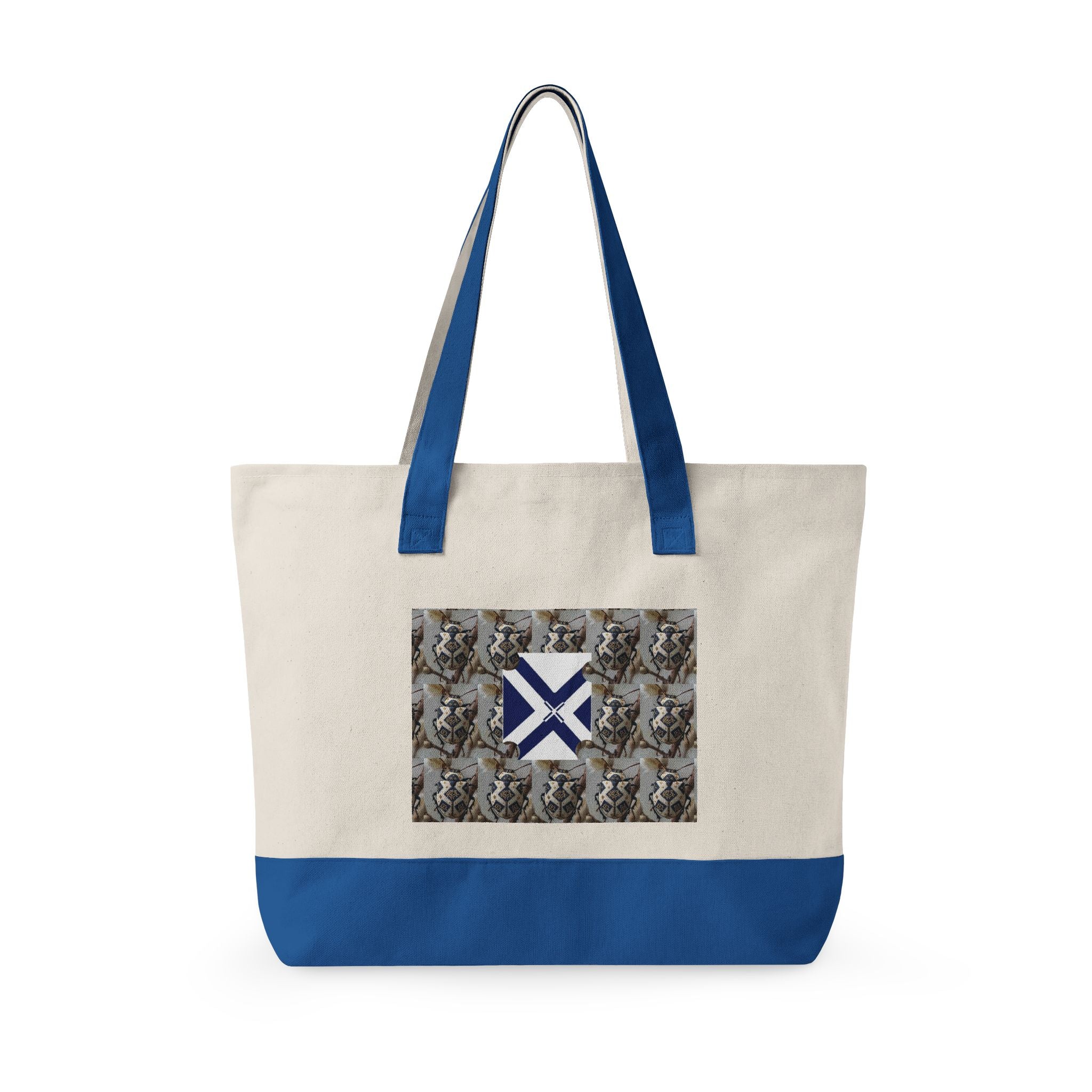 Canvas Tote Bag with Xt & Vintage Stag Pattern — Zippered Carryall for Outdoors, Travel, and Gifts