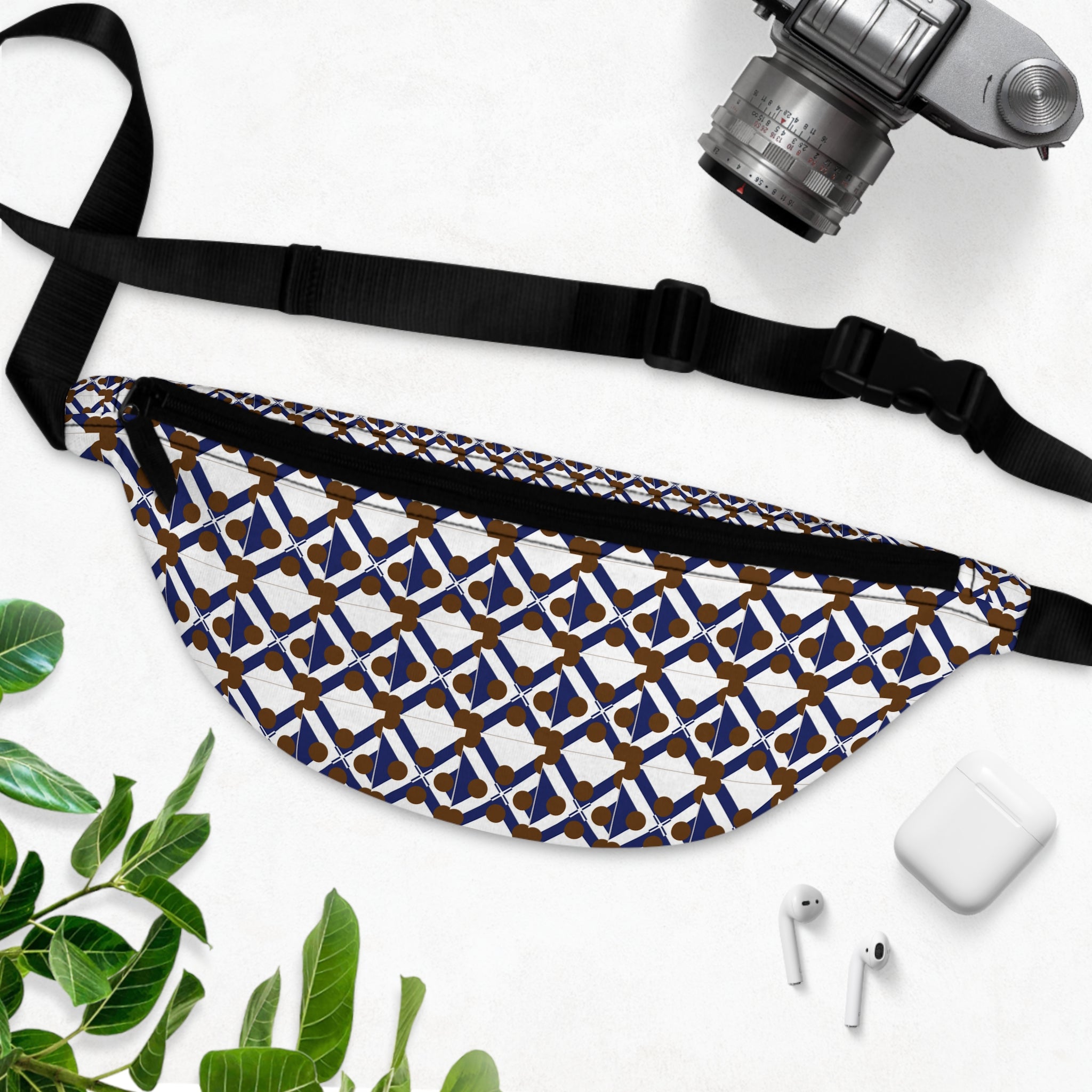 XT9 Mosaic Fanny Pack — Blue & Brown Patterned Waist Bag