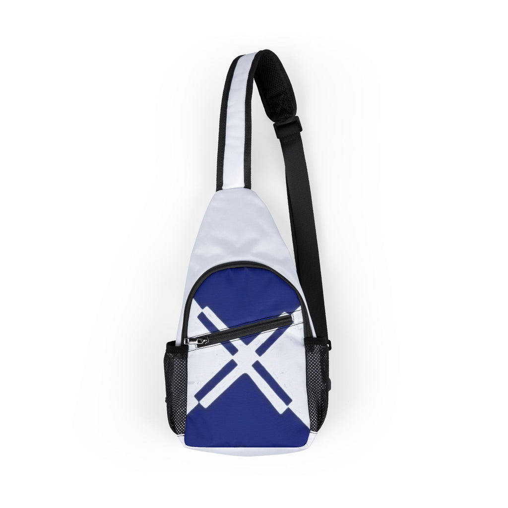 Cross Accent Chest Bag — Blue & White Sling Pack