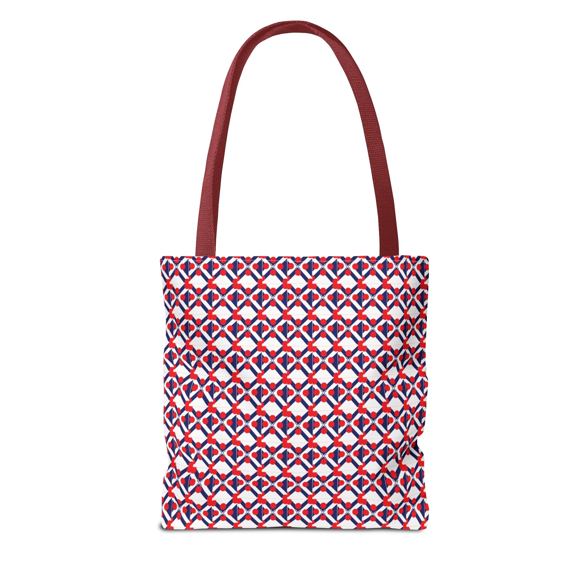 XT9 Red White Blue Geometric Tote Bag – All-Over Print Patriotic Pattern