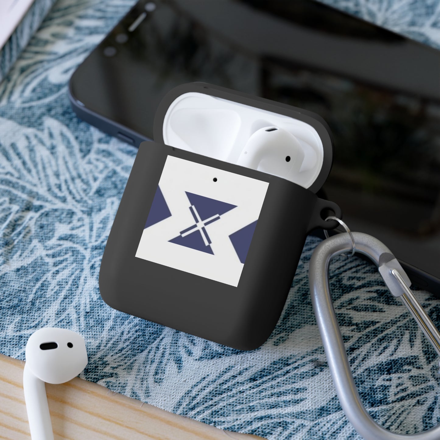 Xt3 AirPods Case — Minimal Navy Geometric Hourglass Design