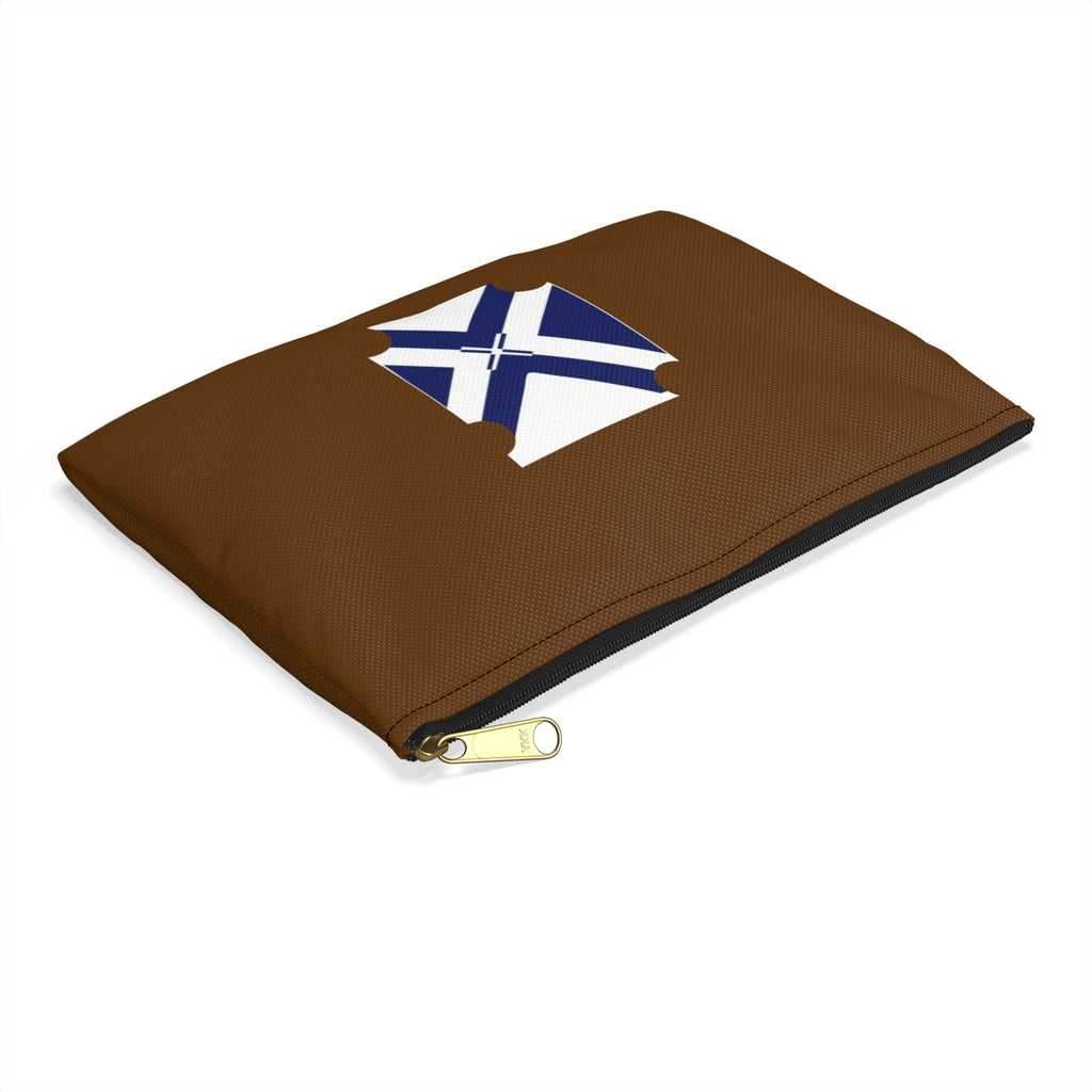 XT7 Brown Accessory Pouch with Blue Saltire Crest — Travel Organizer Toiletry Bag