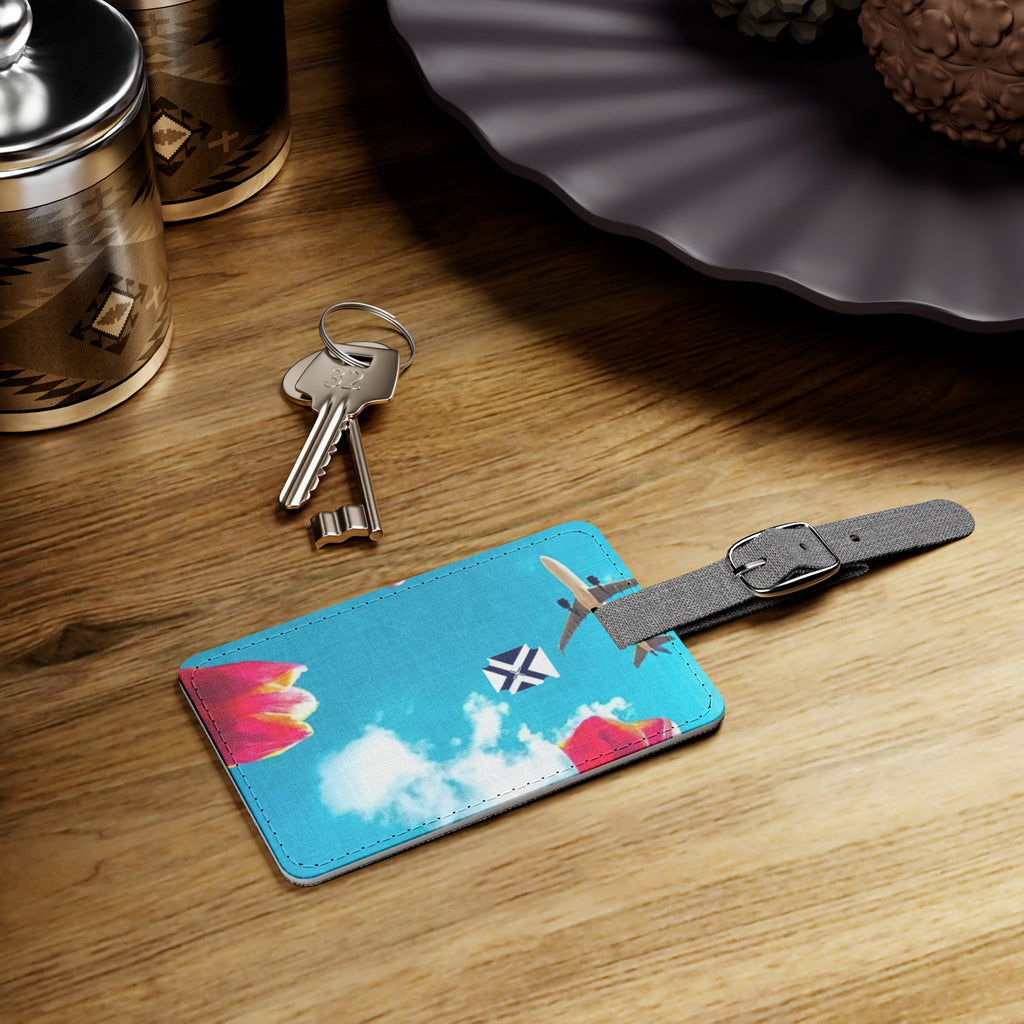 Floral Sky Luggage Tag – Blue Tulip Airplane Travel ID