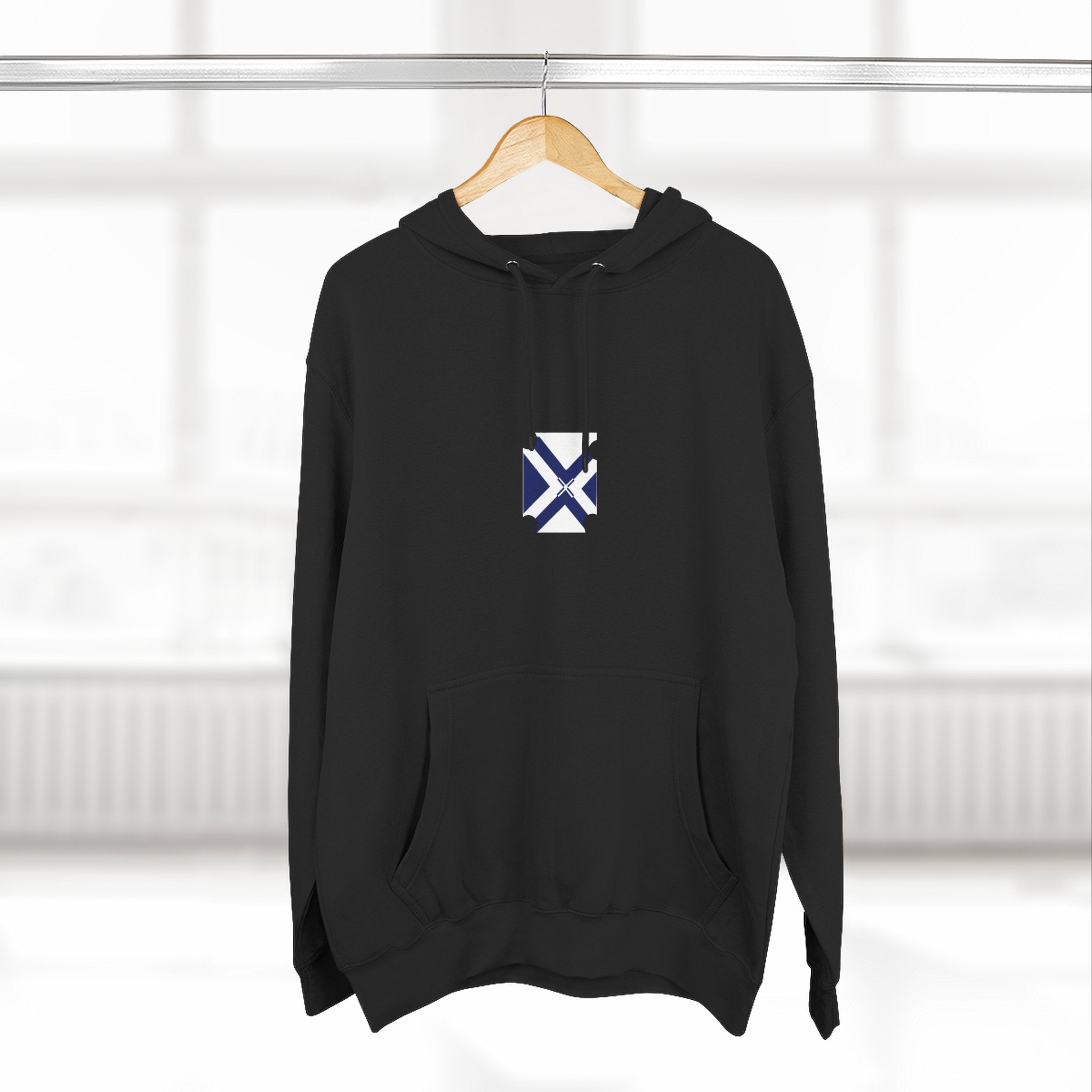 Minimalist Geometric Logo Hoodie — Small Center Chest Icon
