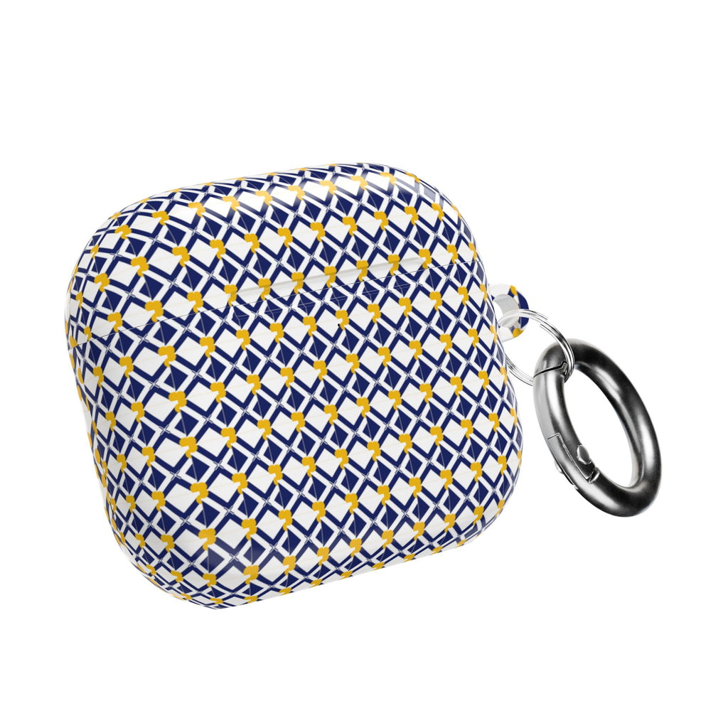 XT9 plus XT8  AirPods Case — Blue & Yellow Geometric Tile Pattern