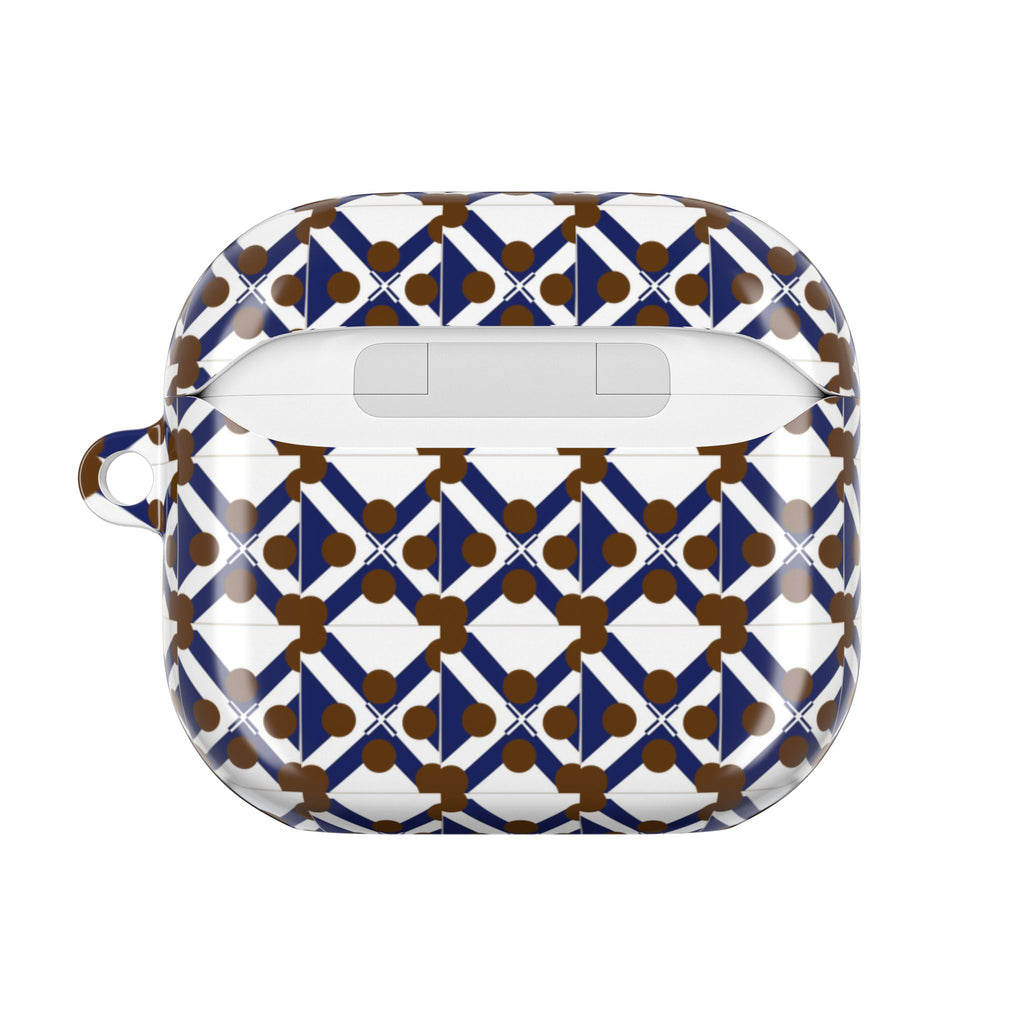 XT9 Tile AirPod Case — Navy & Brown Patterned Protective Cover