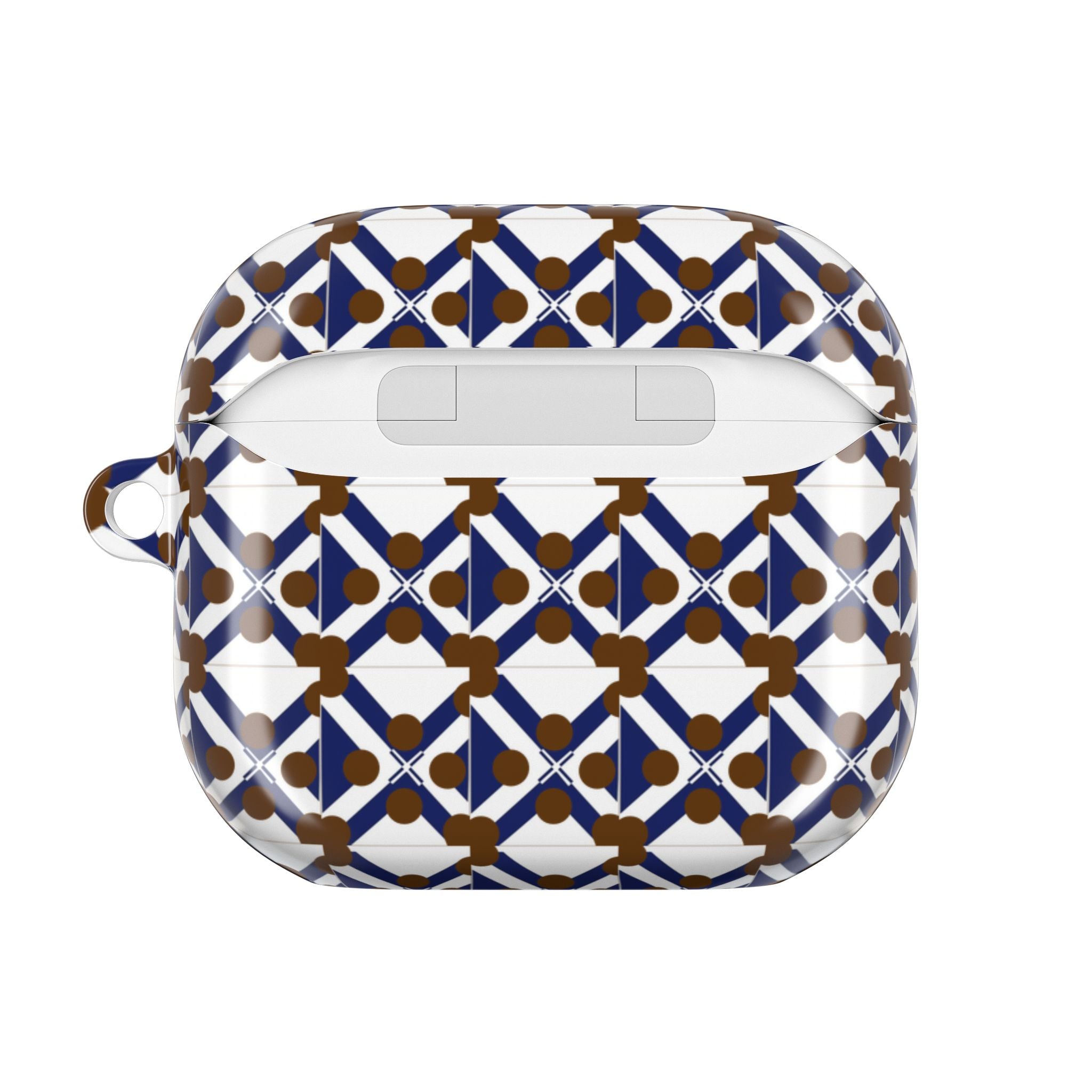 XT9 Tile AirPod Case — Navy & Brown Patterned Protective Cover