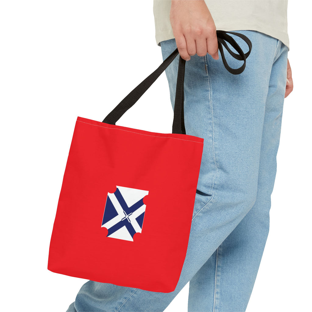 Red State Outline Tote Bag with Navy Saltire Design