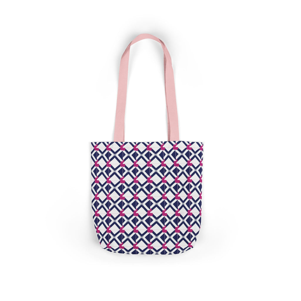 Geometric Navy & Pink Canvas Tote Bag