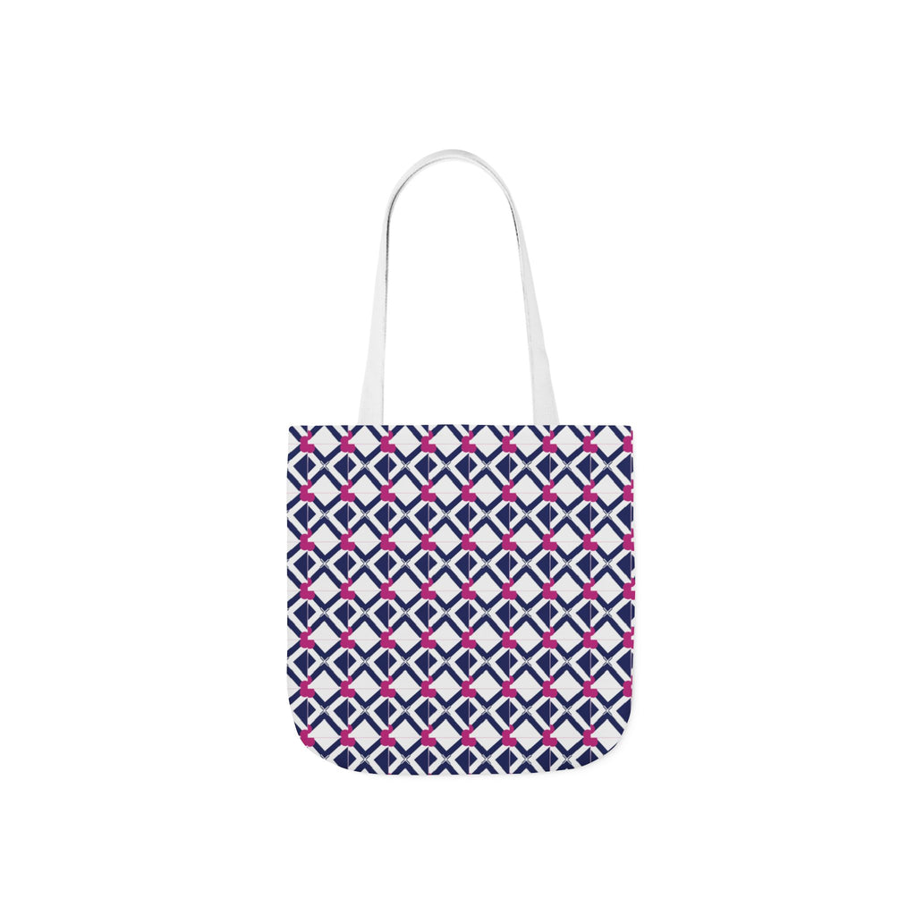 Geometric Navy & Pink Canvas Tote Bag