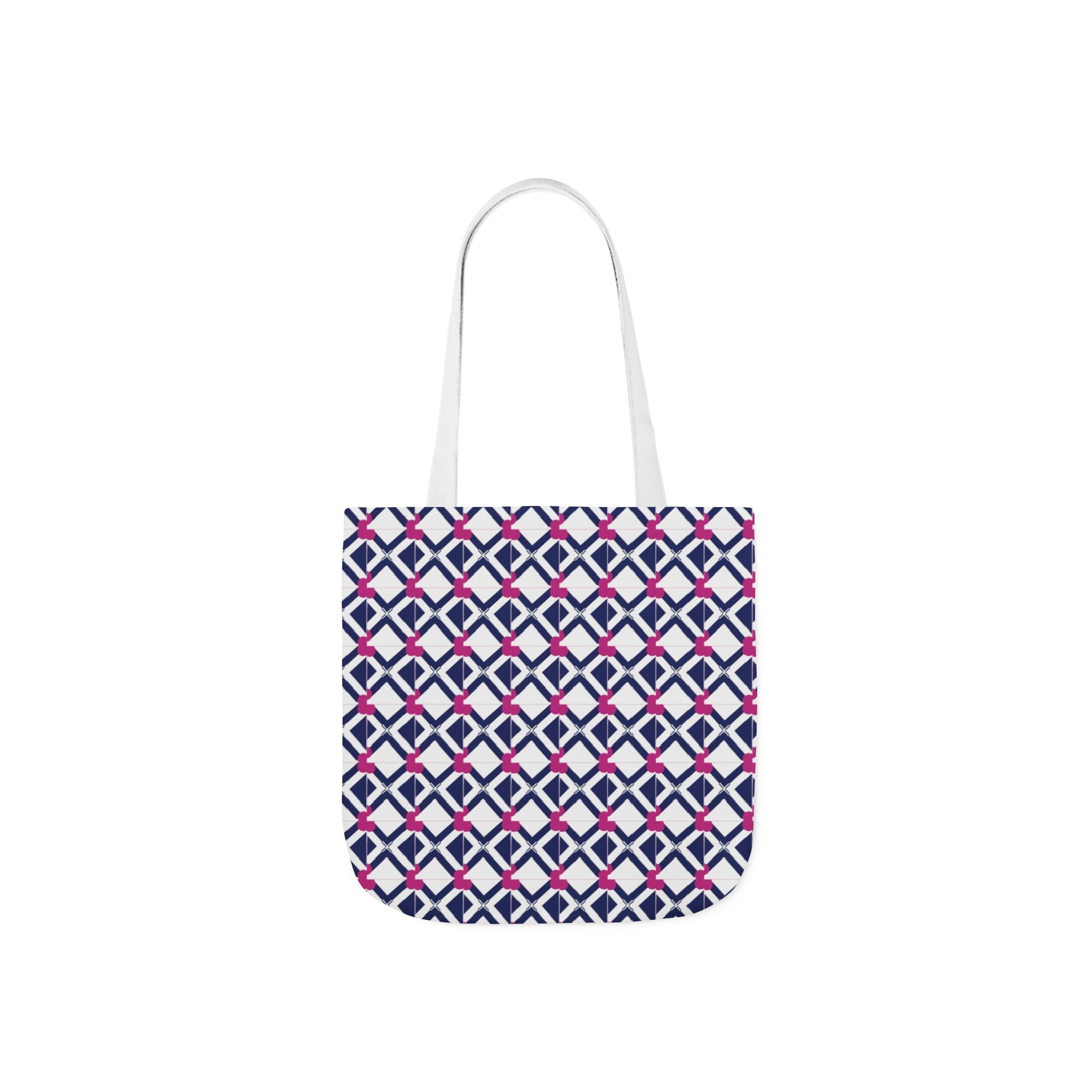 Geometric Navy & Pink Canvas Tote Bag
