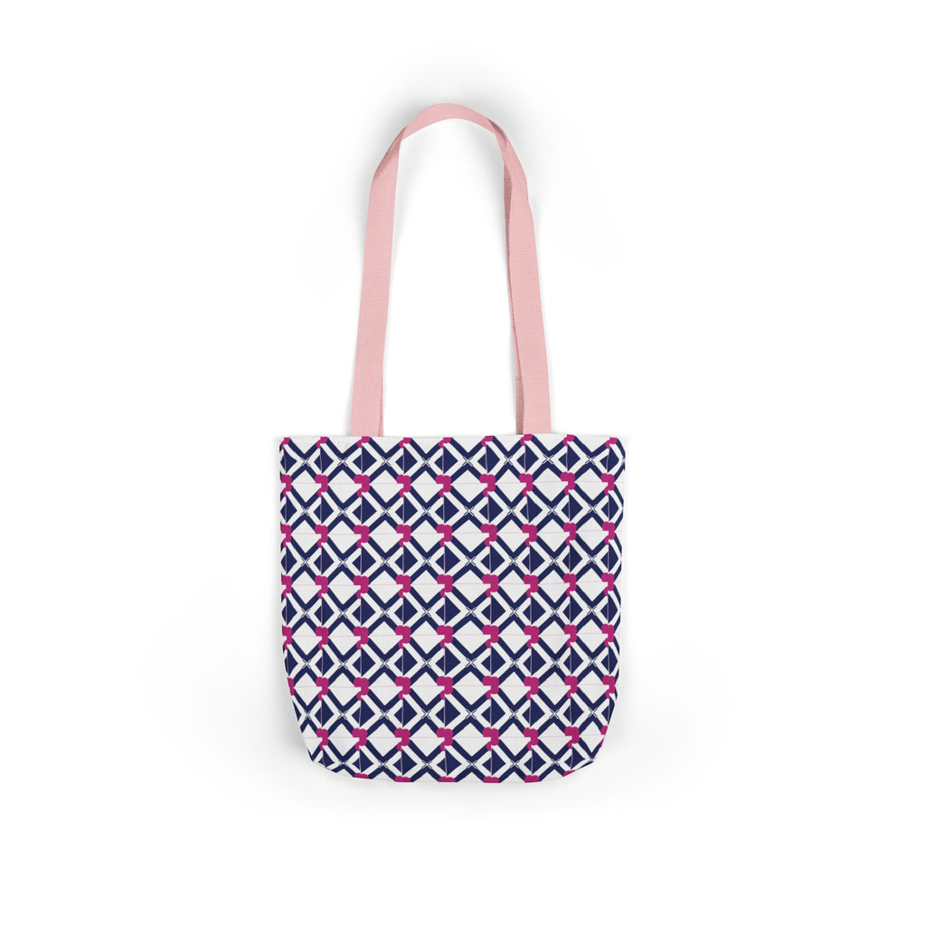 Geometric Navy & Pink Canvas Tote Bag