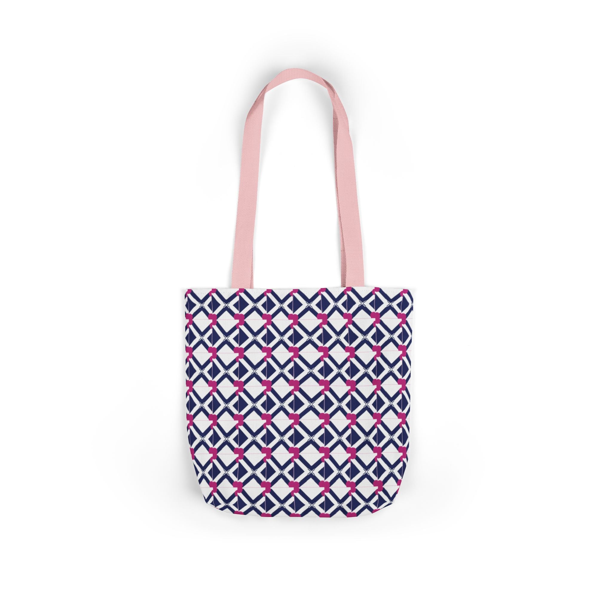 Geometric Navy & Pink Canvas Tote Bag