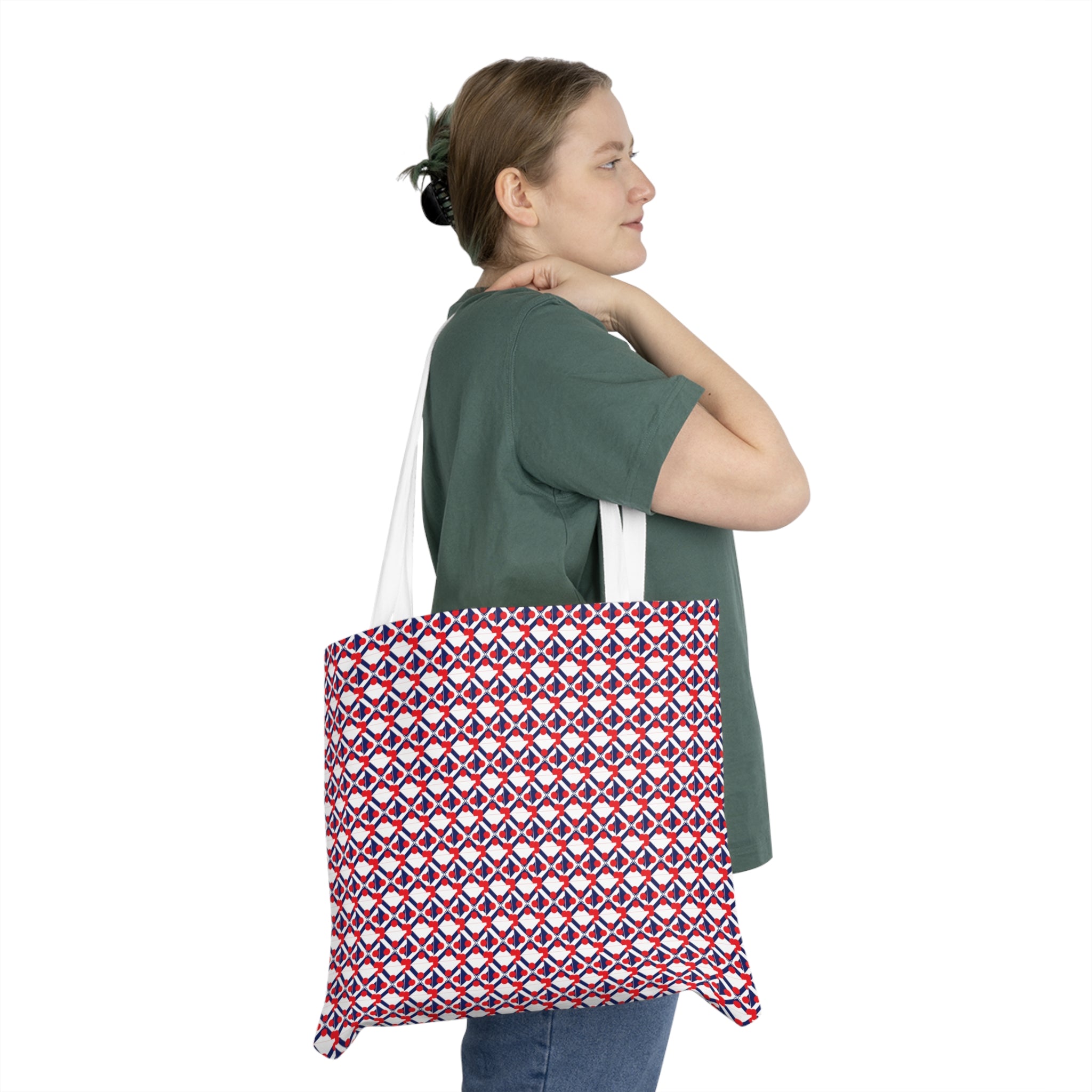 XT9 Red & Blue Pattern Tote Bag — All-Over Print Shoulder Tote