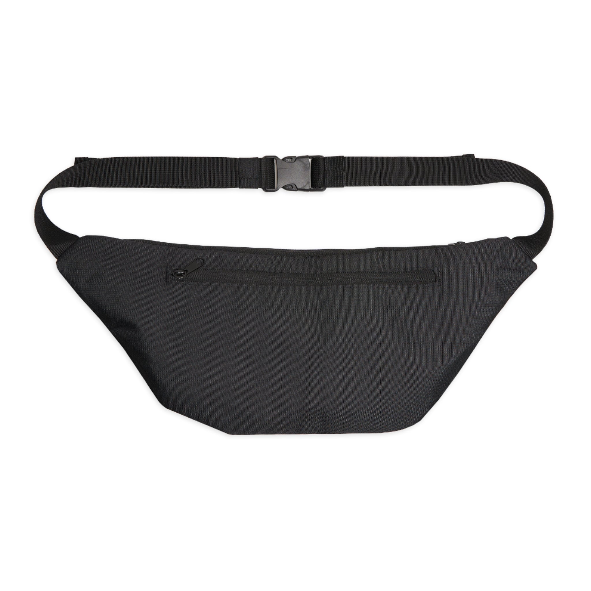 Geometric Tile Large Fanny Pack — Retro Blue & Brown Waist Bag